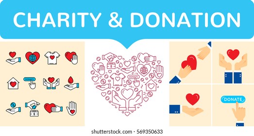 Collection Vector Banner Templates Charity Objects Stock Vector ...