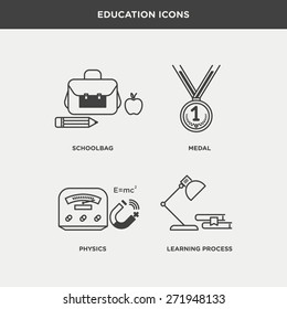 Vector graphic icon set of education and school