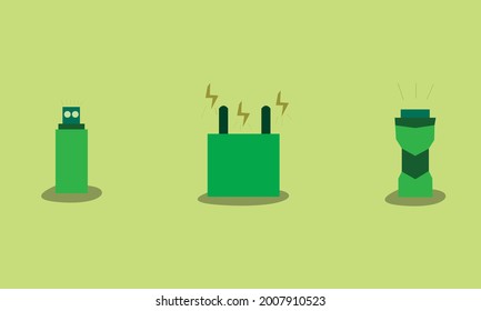 vector graphic icon set of various kinds of power tools
