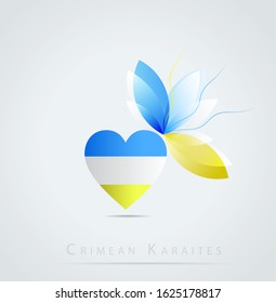 Vector Graphic icon with the Shield and flag of Crimean Karaites
