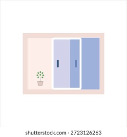 Ícone gráfico vetorial da porta deslizante