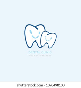 Vector graphic icon template for dental clinic. Smiley with a cheerful face. dentist treatment and health and mouth Hospital. Art illustration for your business. Logotype, Logo