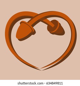 Vector graphic icons, red hearts, clip-art for postcards