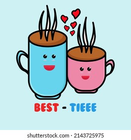 vector graphic illustration with 2 friendly coofes. suitable for children's t-shirts, it can also be used as a cover for children's books