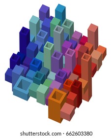 Vector Graphic Illustration of 3D Abstract Cubical Background Modern Design