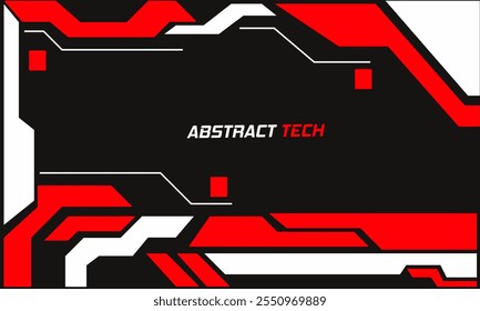 vector graphic illustration of abstract tech red, white and black background suitable for frames