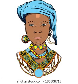 vector graphic illustration of the African girl. Suitable for book design invitations posters