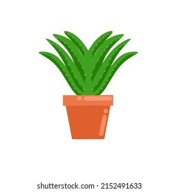 Ilustración gráfica vectorial de Aloe Vera en una olla. Planta Aloe Vera. Con un fondo blanco. Perfecto para pegatinas, decoración en el hogar, portadas de libros infantiles y logotipos web.