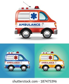 Vector graphic illustration ambulance car blue orange yellow
