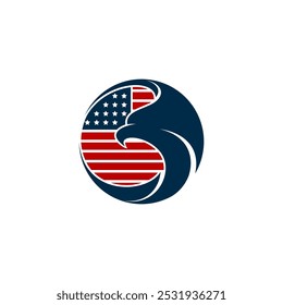 Vector graphic illustration of American flag combined with eagle