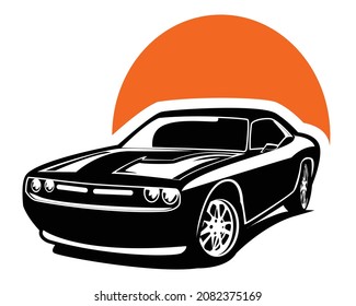 vector graphic illustration of american muscle car isolated