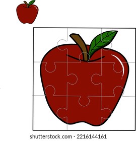 The vector graphic illustration of an apple to increase motoric competence and visual recognition for children