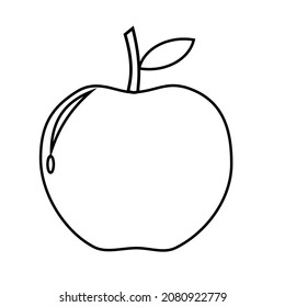 Vector graphic illustration of apple, outline only. Perfect for coloring book.