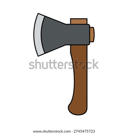Vector graphic illustration of an axe with a wooden handle and metal head symbolizing forestry and carpentry tools.