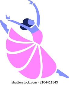 vector graphic illustration, ballerina, ballet dancer, flat icon people, dancing 