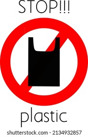 vector graphic illustration of a ban on the use of plastic bags. suitable for appeal stickers, appeal boards, appeal banners at shopping places.