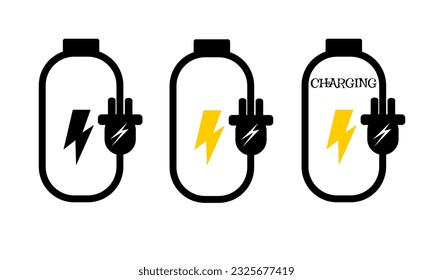 ilustración gráfica vectorial de la carga de la batería. ilustración vectorial de carga de batería. Accionador con enchufe en diseño plano minimalista. Ilustración vectorial reemplazable. diseño sencillo y elegante