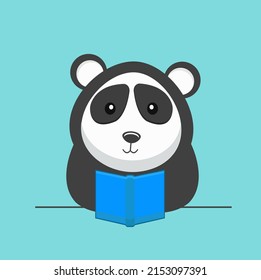 vector graphic illustration of a bear who likes to read suitable for book covers