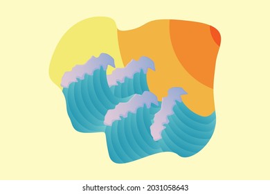 Vector graphic illustration of big ocean waves, suitable for inspiration or motivational backgrounds and others.