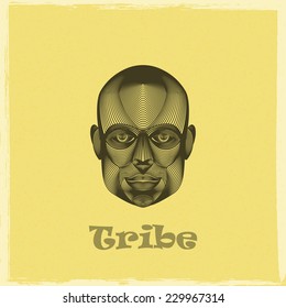 vector graphic illustration of a black african tribe man face