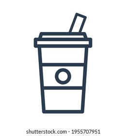 Vector graphic illustration, black drink cup outline icon. good for food and cafe business graphic assets. simple design.