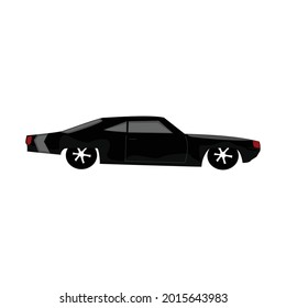 vector graphic illustration of black muscle car vector on white background