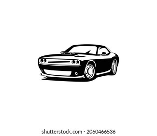 vector graphic illustration of black muscle car vector on white background