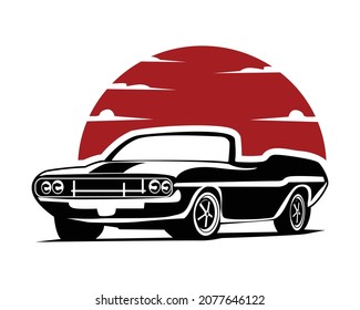Vector Graphic Illustration Of A Black Mustang Car On A White Background.