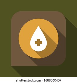 Vector graphic illustration of blood drop. Retro color design with shadow.