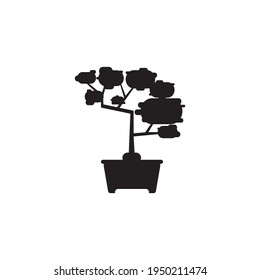 ilustración gráfica vectorial bonsai excelente para logotipo, icono, vector de diseño y otros. negro, blanco y verde