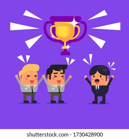 Ilustración gráfica vectorial de Jefe, Director, Empresario y Trabajador que celebra el éxito del negocio, estilo de diseño plano