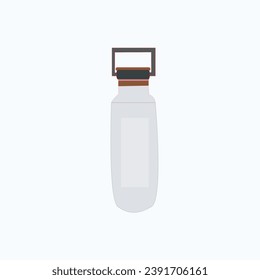 Vector graphic illustration of a bottle with a long shape, transparent white background