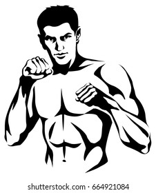 Vector graphic illustration of a boxer 