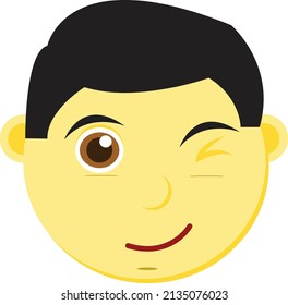 Vector Graphic Illustration Of A Boy's Facial Expression Series Giving Code And Approval. Perfect For Emoticons, Company Logos, Product Logos, Etc