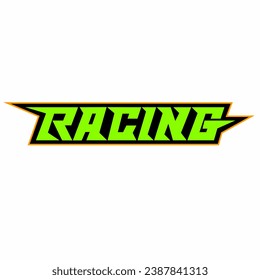 Vector graphic illustration of Bright green text 'RACING' in dynamic style. Suitable for racing events, sports, and print media, stickers, and other energetic designs.