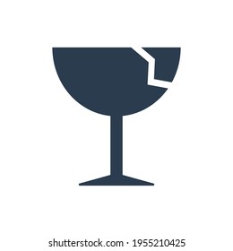 Vector graphic illustration, broken glass icon as a sign that the item is easily damaged. good for media and health assets. simple design.