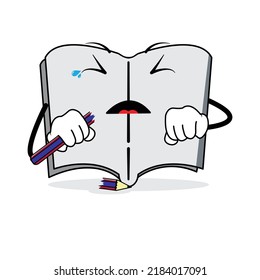 Illustration vectorielle graphique d'un crayon cassé à la triste expression. Convient à placer sur la bannière éducative pour enfants, la boutique de fournitures scolaires, etc.