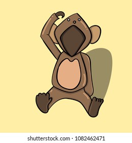 The vector graphic illustration with the cartoon style with the soft pastel colors tone and animal with no face and wearing monkey hoodie 