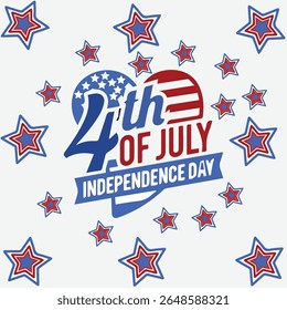 A vector graphic illustration celebrating the 4th of July, American Independence Day