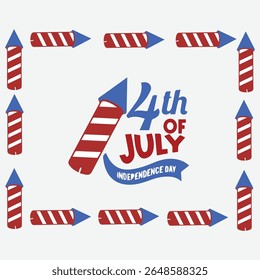 A vector graphic illustration celebrating the 4th of July, American Independence Day