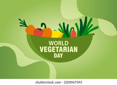 Vector graphic illustration of Celebrating World Vegetarian Day. Design for web, banners, backgrounds, wallpapers, posters, flyers, presentations, etc.