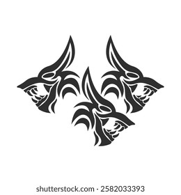 Vector graphic illustration cerberus, three fierce dog or wolf heads suitable for use as community logo material