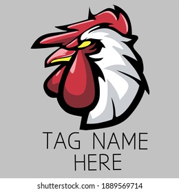 vector graphic illustration of a chicken head logo, on a white background, which can be attached the name underneath, perfect for logos for chicken food shops, small stalls, and for you clan or squad 