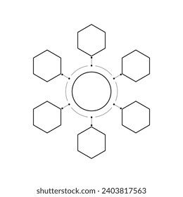Ilustración gráfica vectorial de un gráfico de barras circular con detalles de hexágono. estilo de diseño de esquema. adecuado para presentaciones, puntos de alimentación, aprendizaje y otros. vector de diseño de plantilla