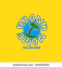 Vector graphic illustration of coconut tree logo on yellow background. suitable for company name, shirt design, symbols, etc.
