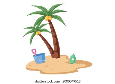 Vector graphic illustration of a coconut tree. Individually on a white background.