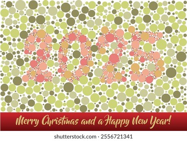 Vector graphic, illustration of color blind test. Ishihara Test for New Year card, newslletter