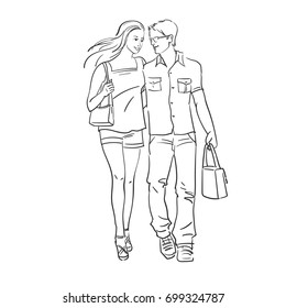 Vector graphic illustration of a couple in love.