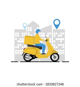 Vector graphic illustration courier delivery