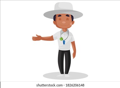 Vector Graphic Illustration. Cricket Umpire Is Giving A No-ball Signal During The Match. Individually On White Background.